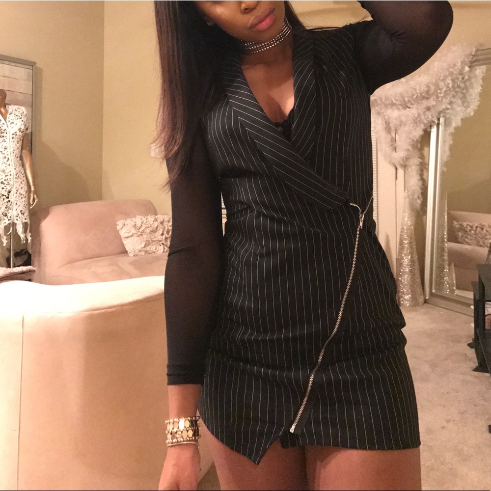 Stripe zip up midi dress